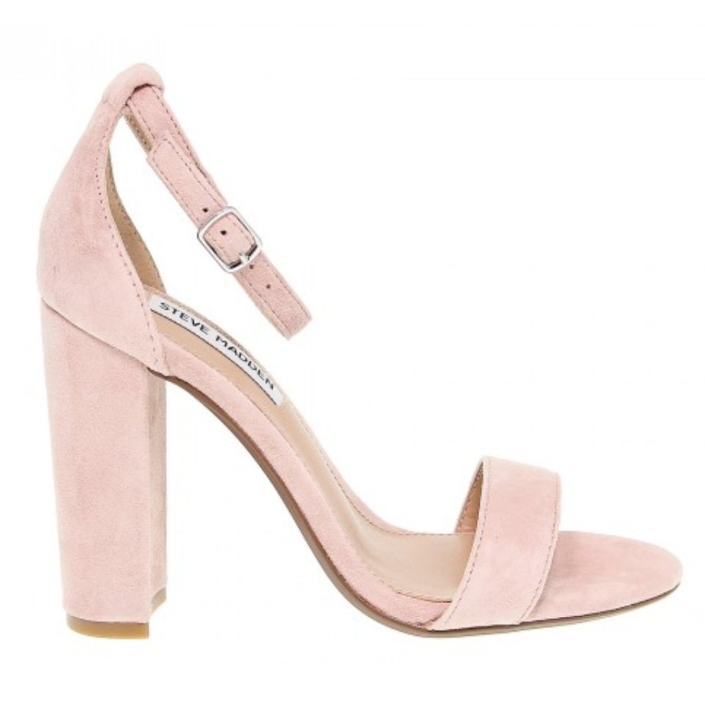 Steve Madden Pink Mauve Suede Carrson Cunky Heel Sandals
